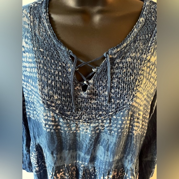 Vacation outfit loose top bell sleeves Indigo Tie-Dye Tunic Papa Vancouver - Picture 4 of 6